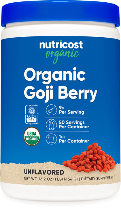 Poudre de baies de goji biologique Nutricost 545g vue avant