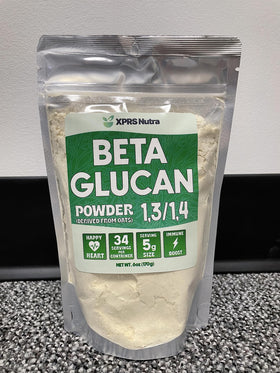 Poudre de Beta Glucane XPRS Nutra dans un bol avec des fruits