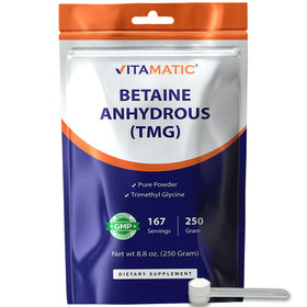 Poudre de Bétaïne Anhydre Vitamatic 250 g vue avant avec emballage