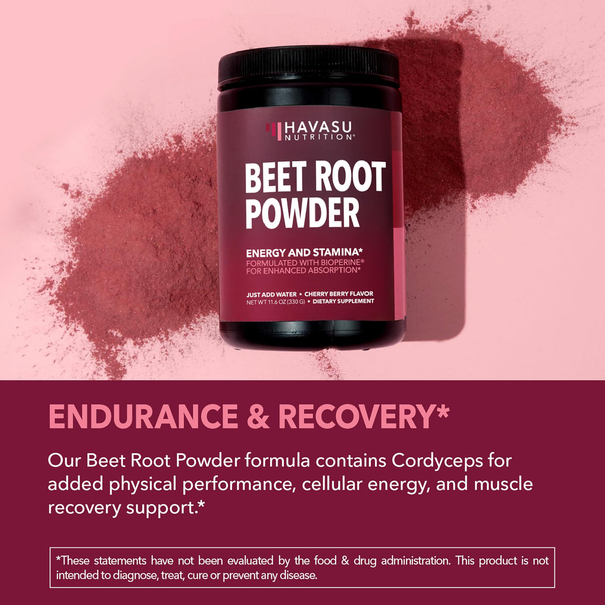 Poudre de Betterave Bio HAVASU NUTRITION 410g mélangée dans un smoothie