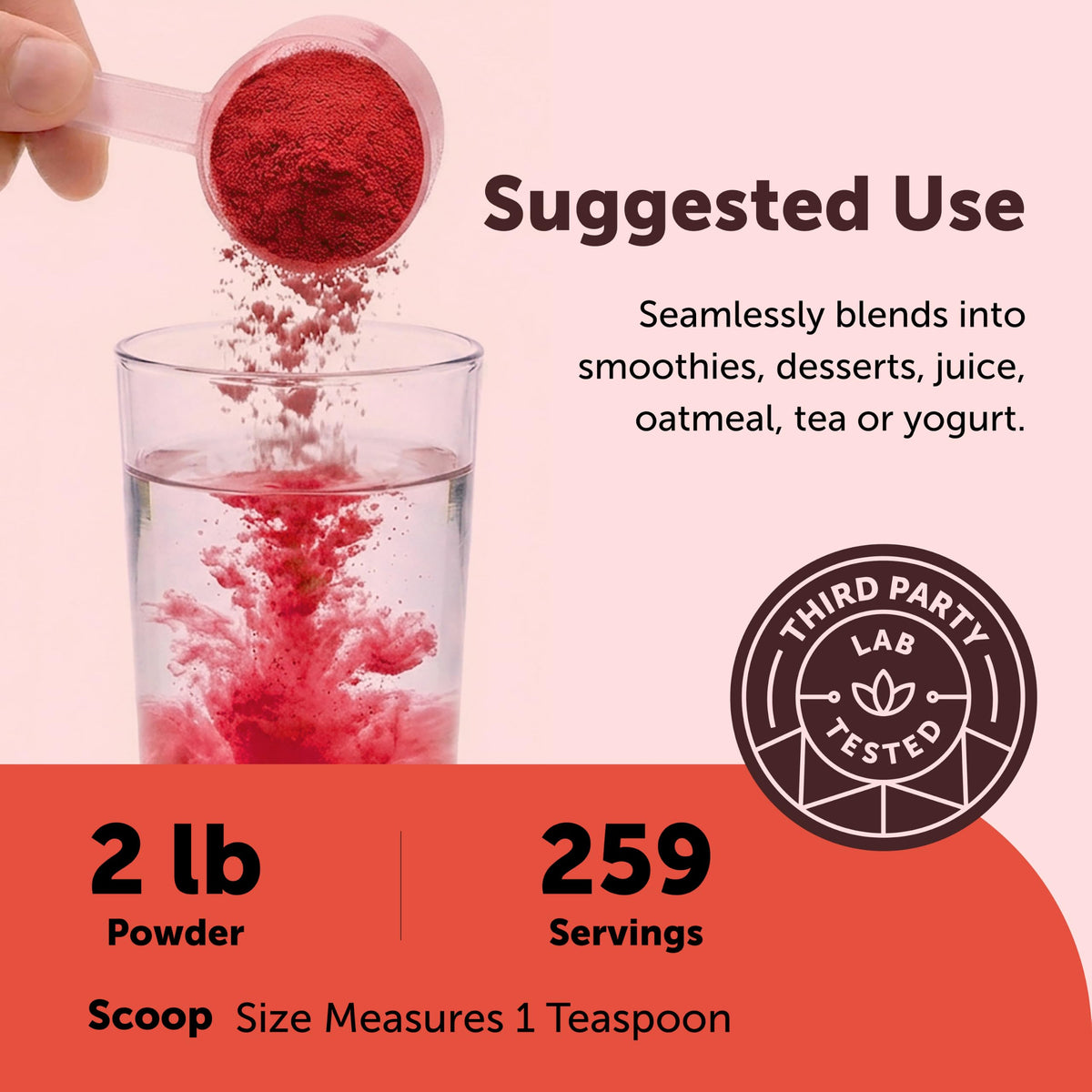 Poudre de betterave bio Micro Ingredients dans un bol pour smoothie