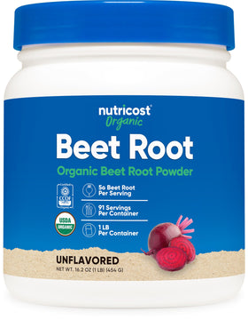 Poudre de betterave bio Nutricost 549g, vue de face