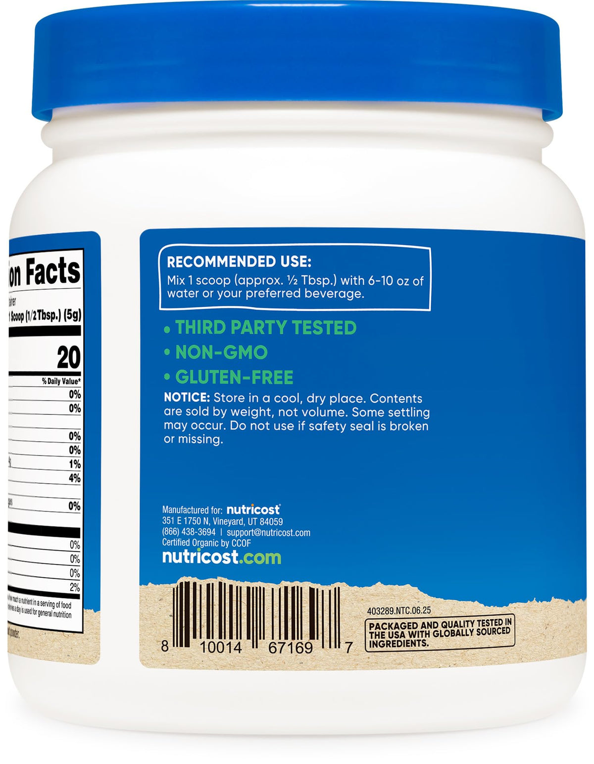 Poudre de betterave bio Nutricost dans un bol avec des fruits