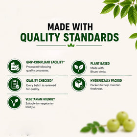 Poudre de Bhumi Amla Bio VEDIKROOTS sur une table en bois