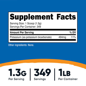 Poudre de Bicarbonate de Potassium Nutricost avec cuillère de service