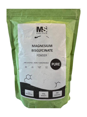 Poudre de bisglycinate de magnésium MS Finechem 500 g vue de face