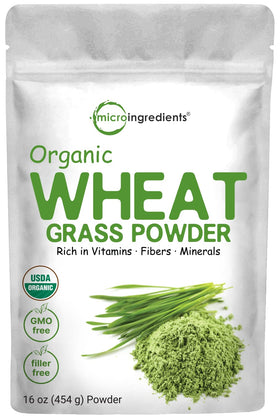 Poudre de Blé Vert Bio Micro Ingredients 481g vue de face