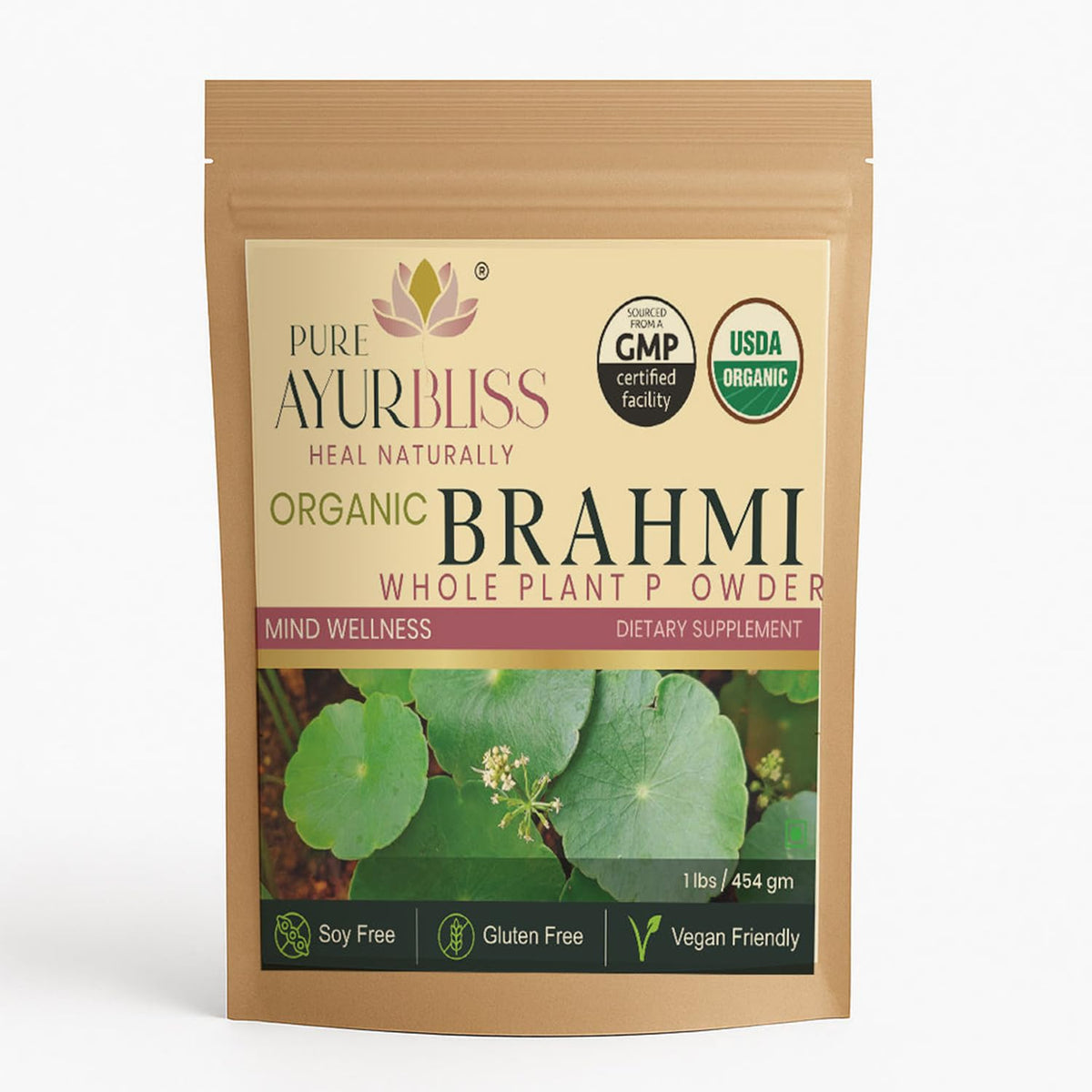 Poudre de Brahmi PureAyurbliss 480g vue de face