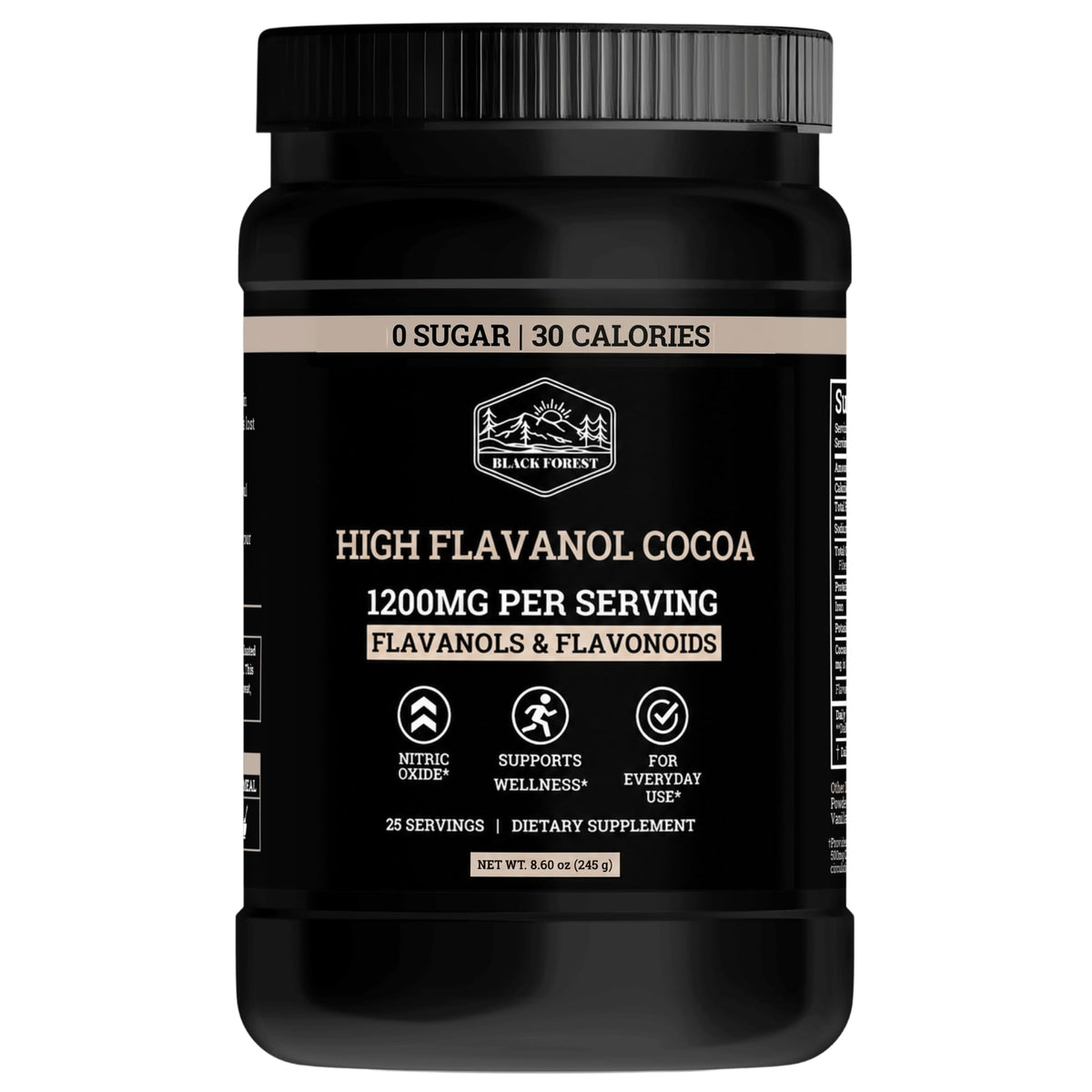 Poudre de cacao Black Forest 1200mg vue de face