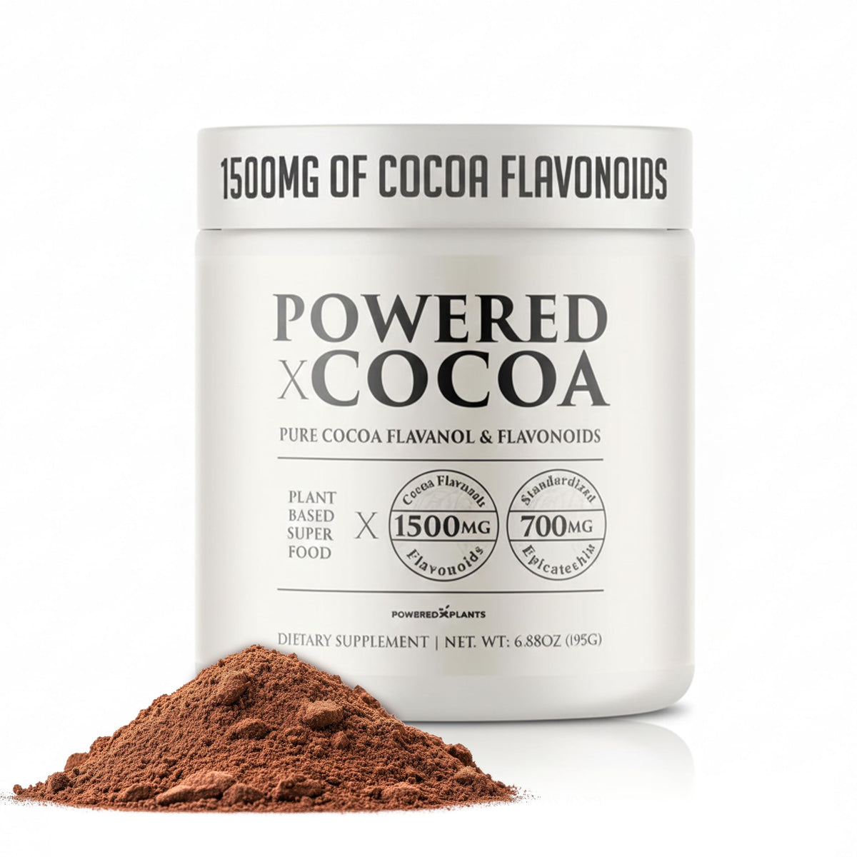 Poudre de cacao flavanol 1500mg vue avant avec emballage