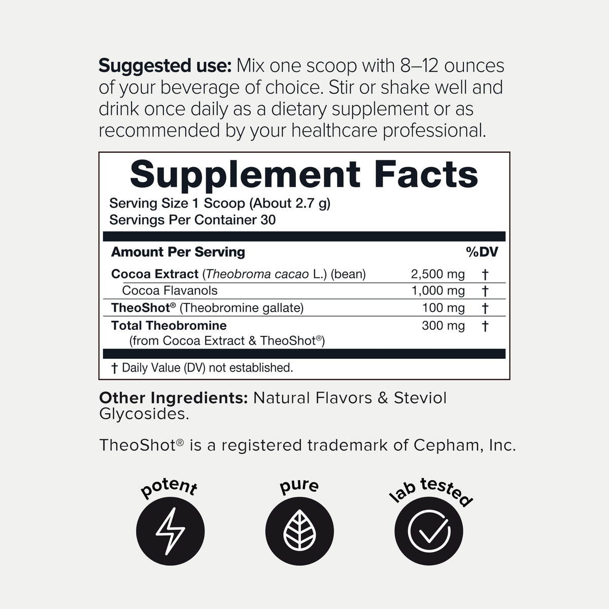 Poudre de cacao Toniiq 1 000mg avec cuillère doseuse