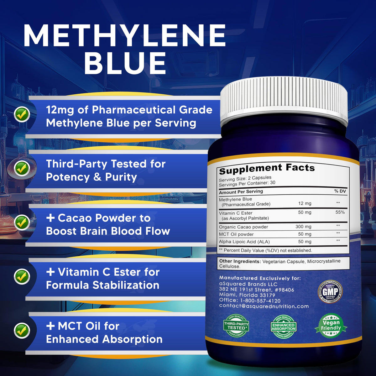 Poudre de cacao utilisée dans les capsules de Bleu de Méthylène