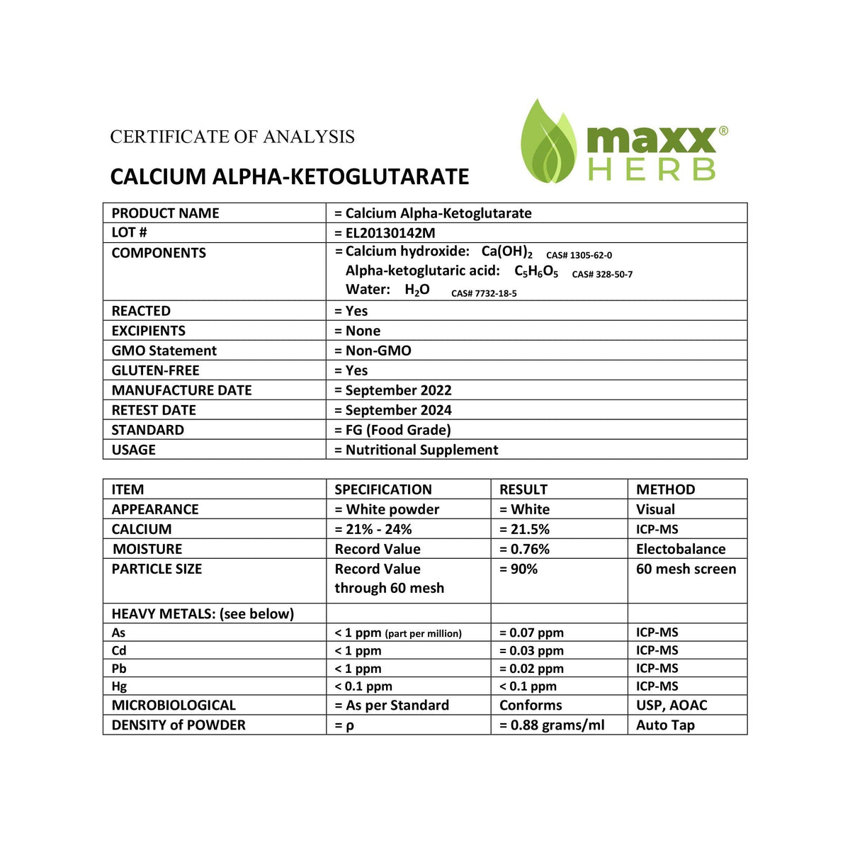Poudre de Calcium AKG Maxx Herb avec fruits