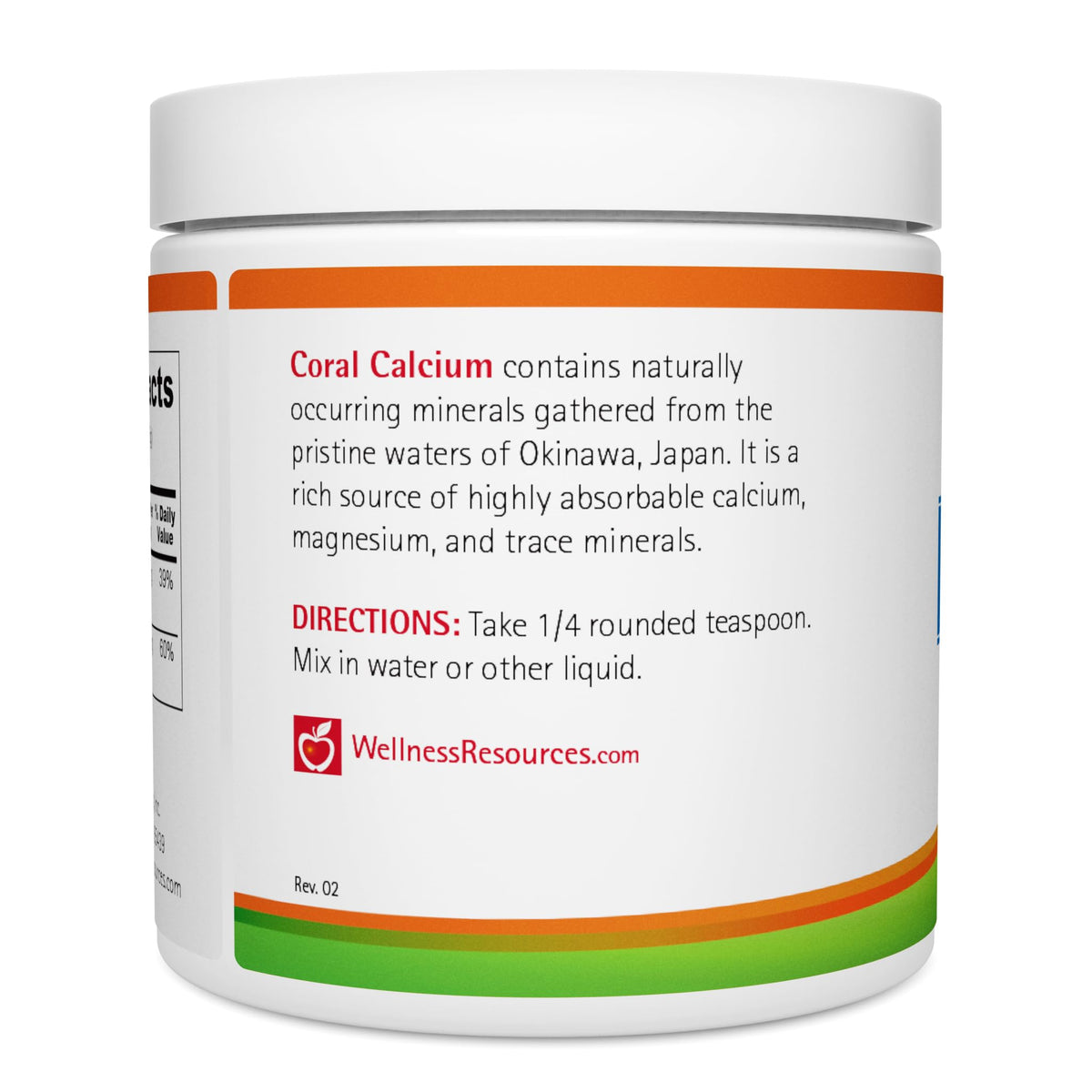 Poudre de calcium corail Wellness Resources 500mg packaging