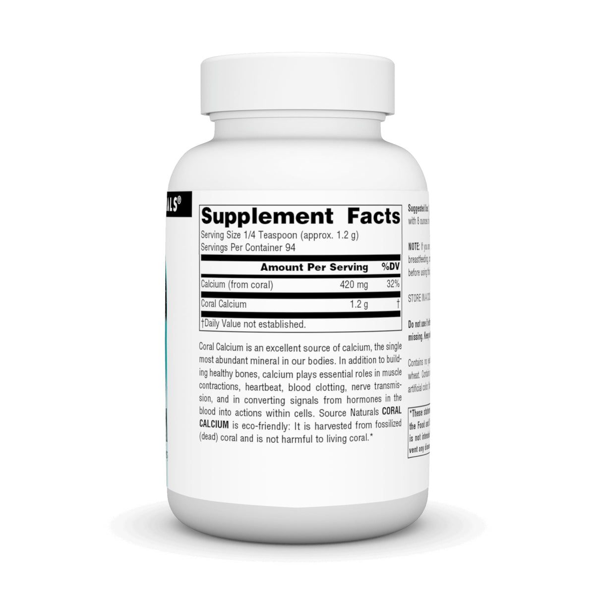 Poudre de calcium de corail Source Naturals 141g avec cuillère doseuse