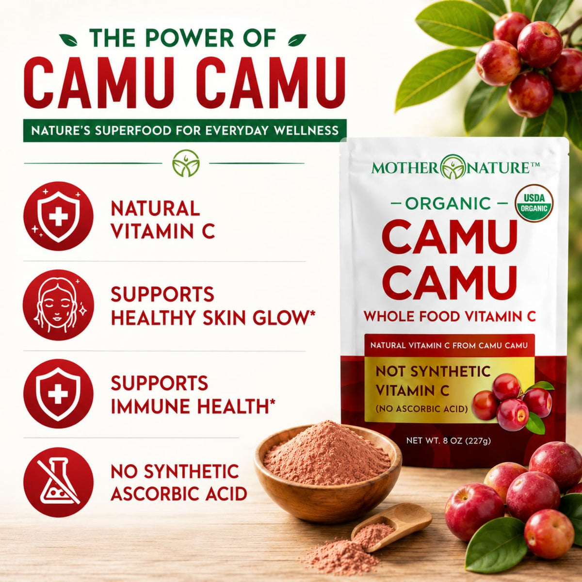 Poudre de Camu Camu Bio 240g avec cuillère