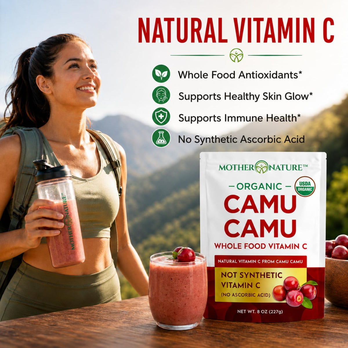 Poudre de Camu Camu Bio 240g sur une table