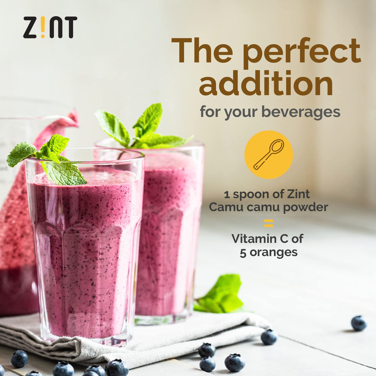 Poudre de Camu Camu Zint avec cuillère