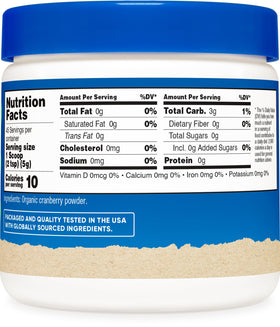 Poudre de Canneberge Bio Nutricost avec des fruits frais