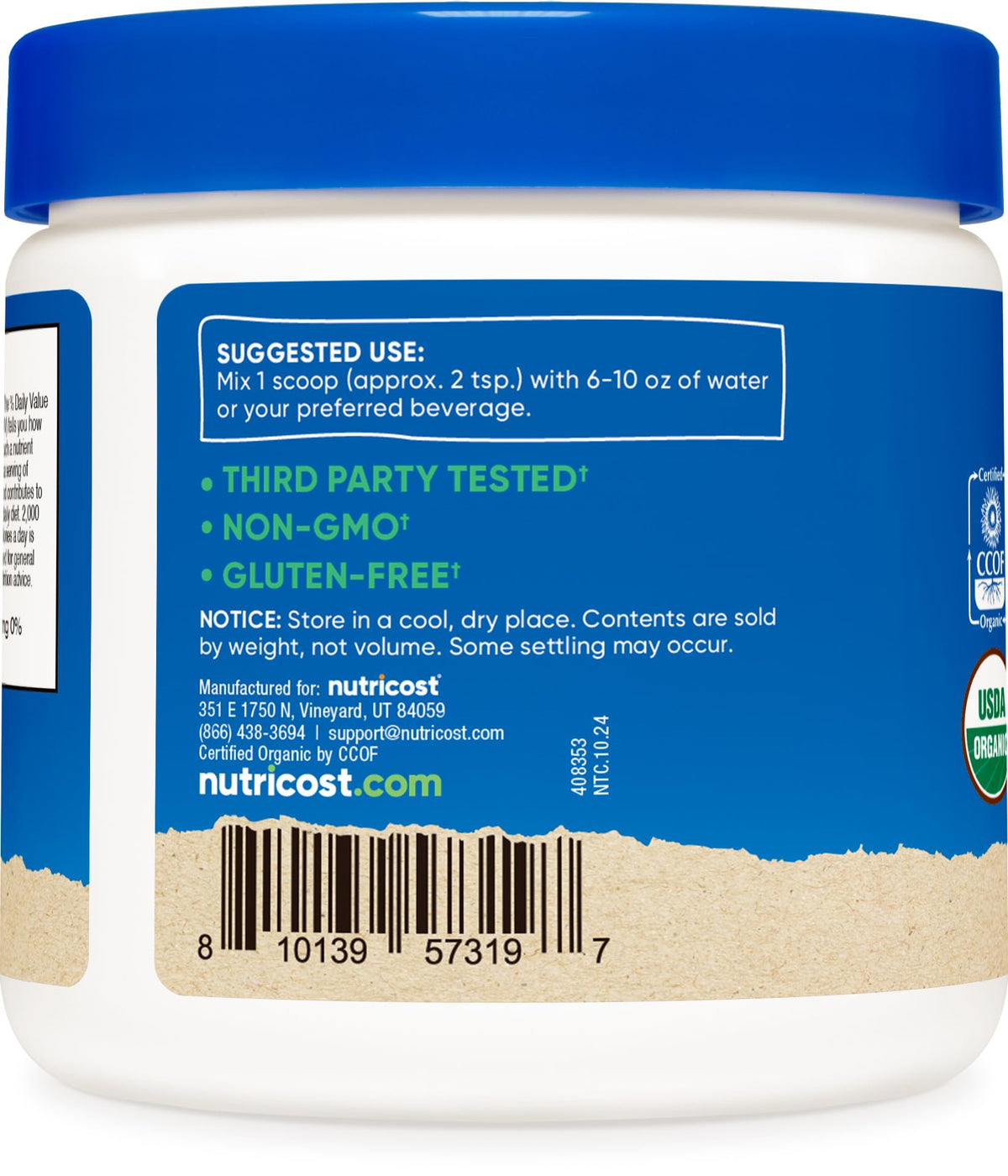 Poudre de Canneberge Bio Nutricost sur une cuillère