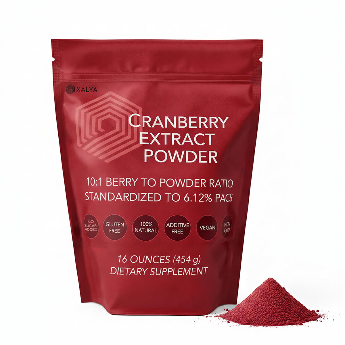 Poudre de canneberge Xalya 10:1 en sachet de 454 g vue de face