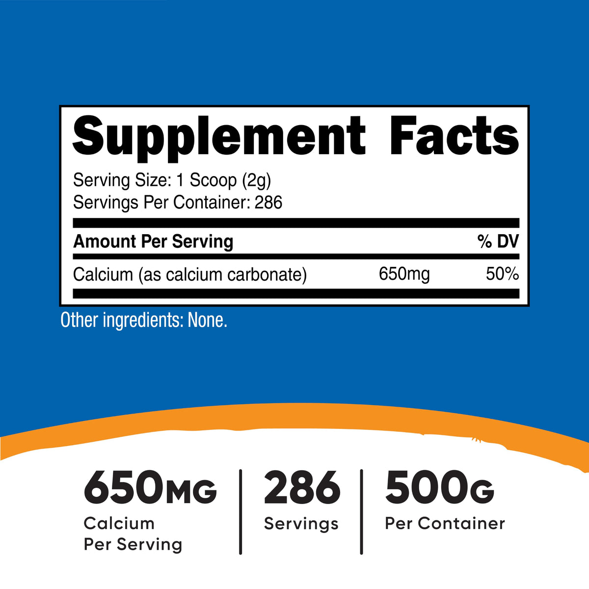 Poudre de carbonate de calcium Nutricost 500g avec cuillère incluse