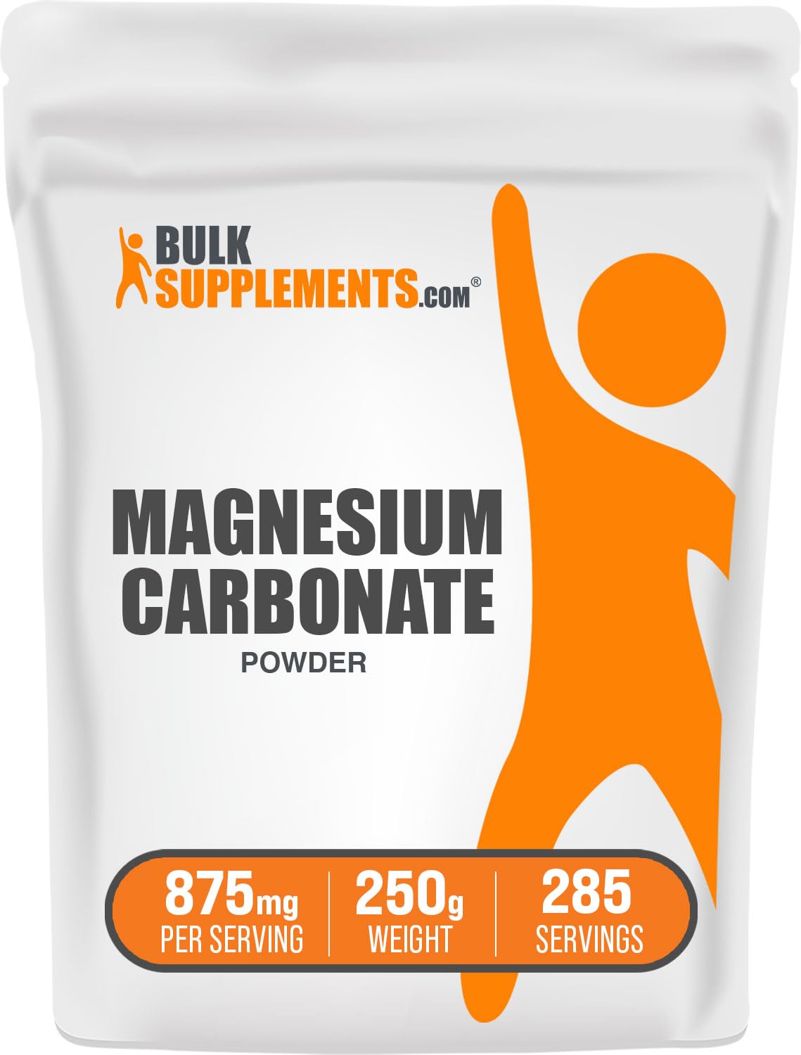 Poudre de carbonate de magnésium BulkSupplements 250g vue de face