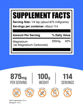 Poudre de carbonate de magnésium BulkSupplements en portion