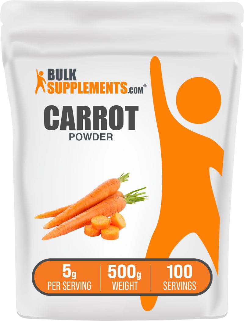 Poudre de Carotte BulkSupplements 500g vue avant avec étiquette
