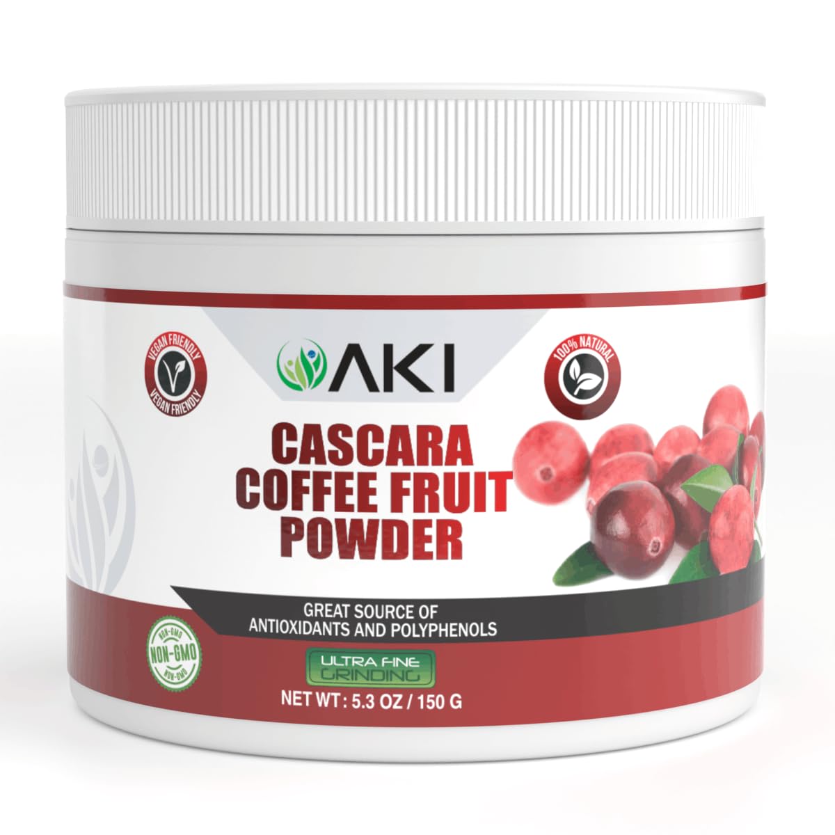 Poudre de Cascara de Café AKI ORGANIC 150g vue de face