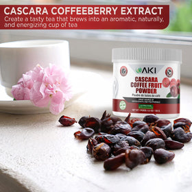 Poudre de Cascara de Café AKI ORGANIC dans un bol
