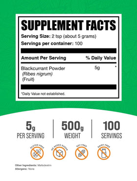 Poudre de cassis BulkSupplements 500g dans un bol
