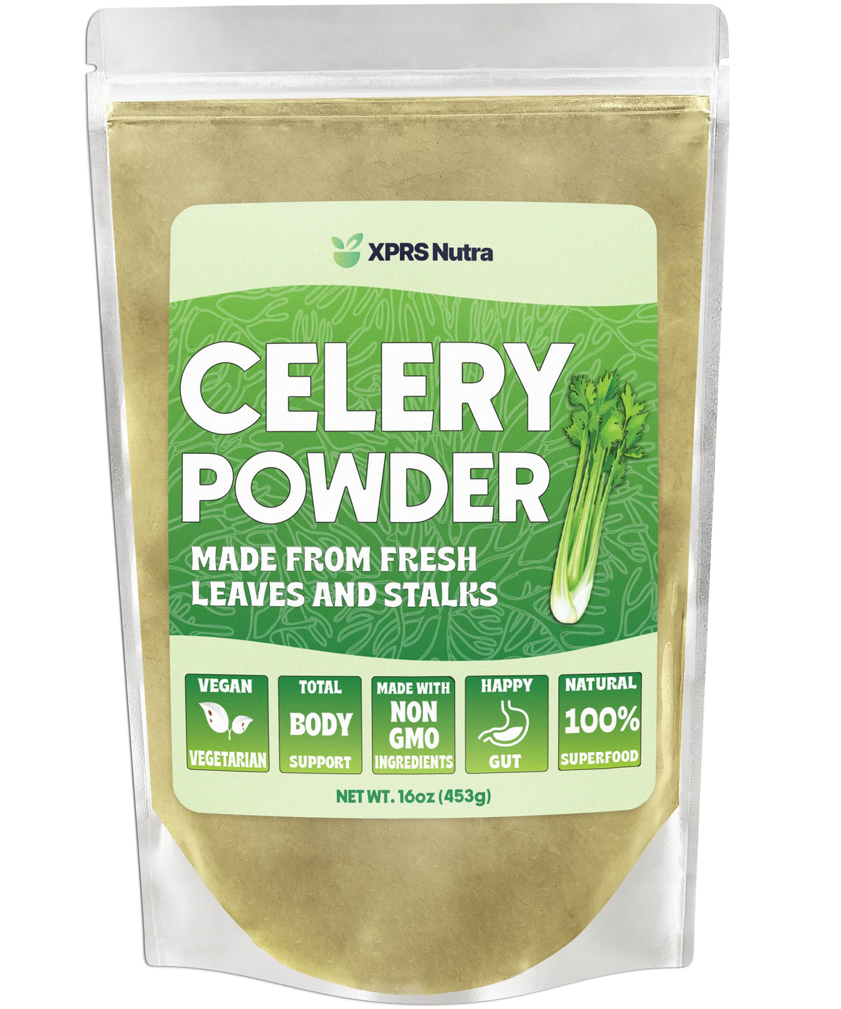 Poudre de céleri XPRS Nutra 454g vue de face