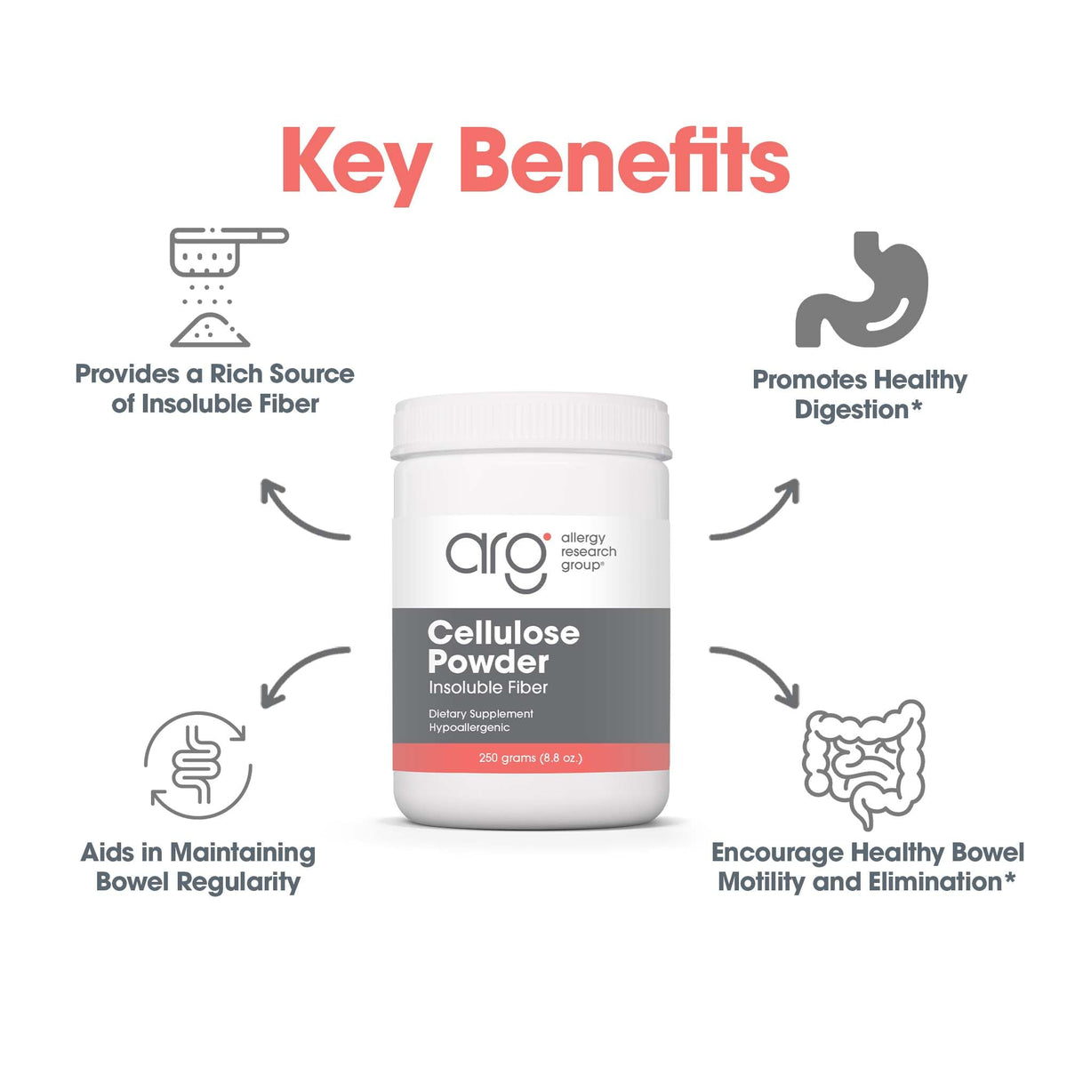Poudre de Cellulose Allergy Research Group dans un bol