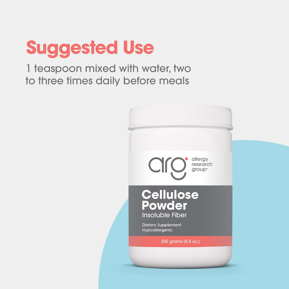 Poudre de Cellulose Allergy Research Group sur une cuillère