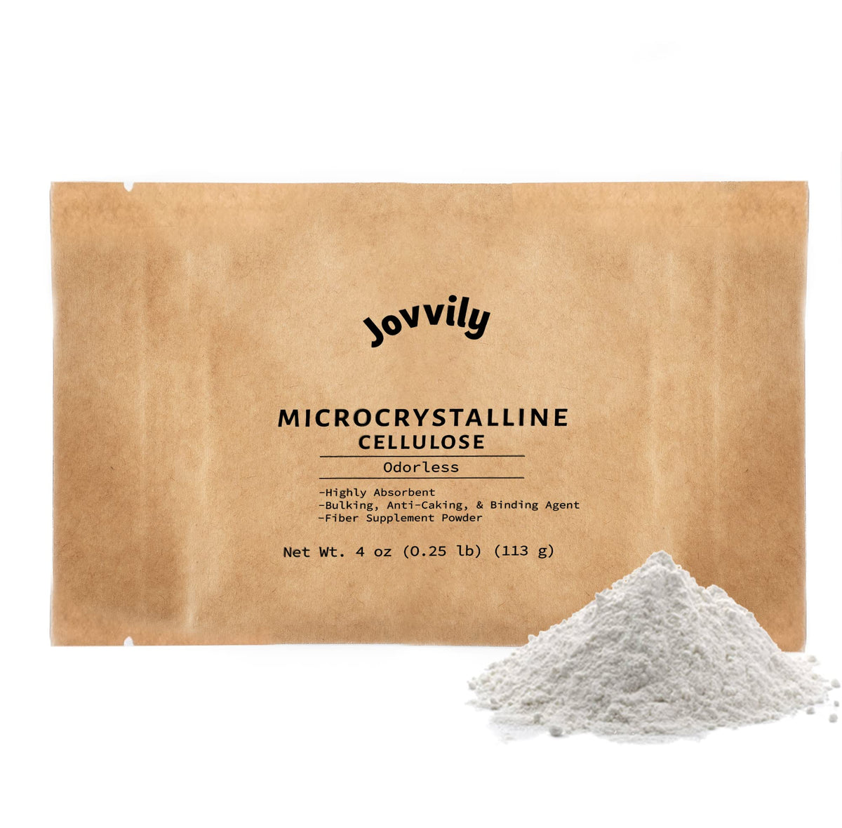 Poudre de cellulose microcristalline Jovvily 118g en vue de face