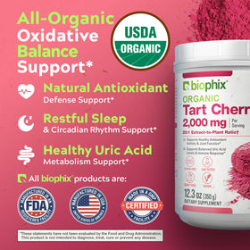 Poudre de cerise acide bio 20:1 de biophix, vue arrière du contenant