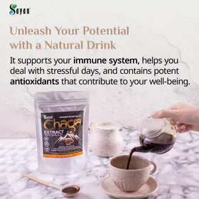 Poudre de Chaga et Shilajit Sayan 59g dans un bol
