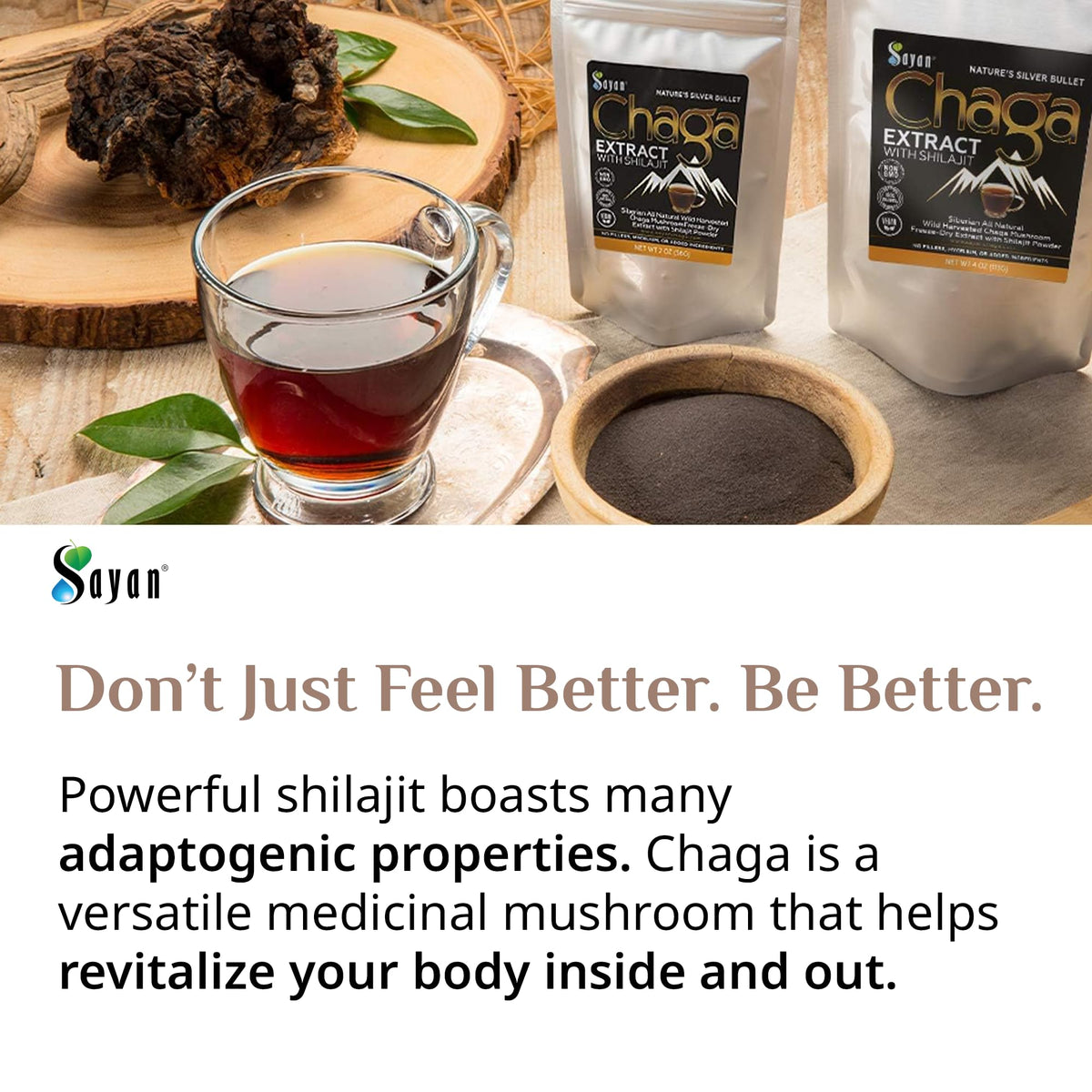 Poudre de Chaga et Shilajit Sayan 59g en utilisation