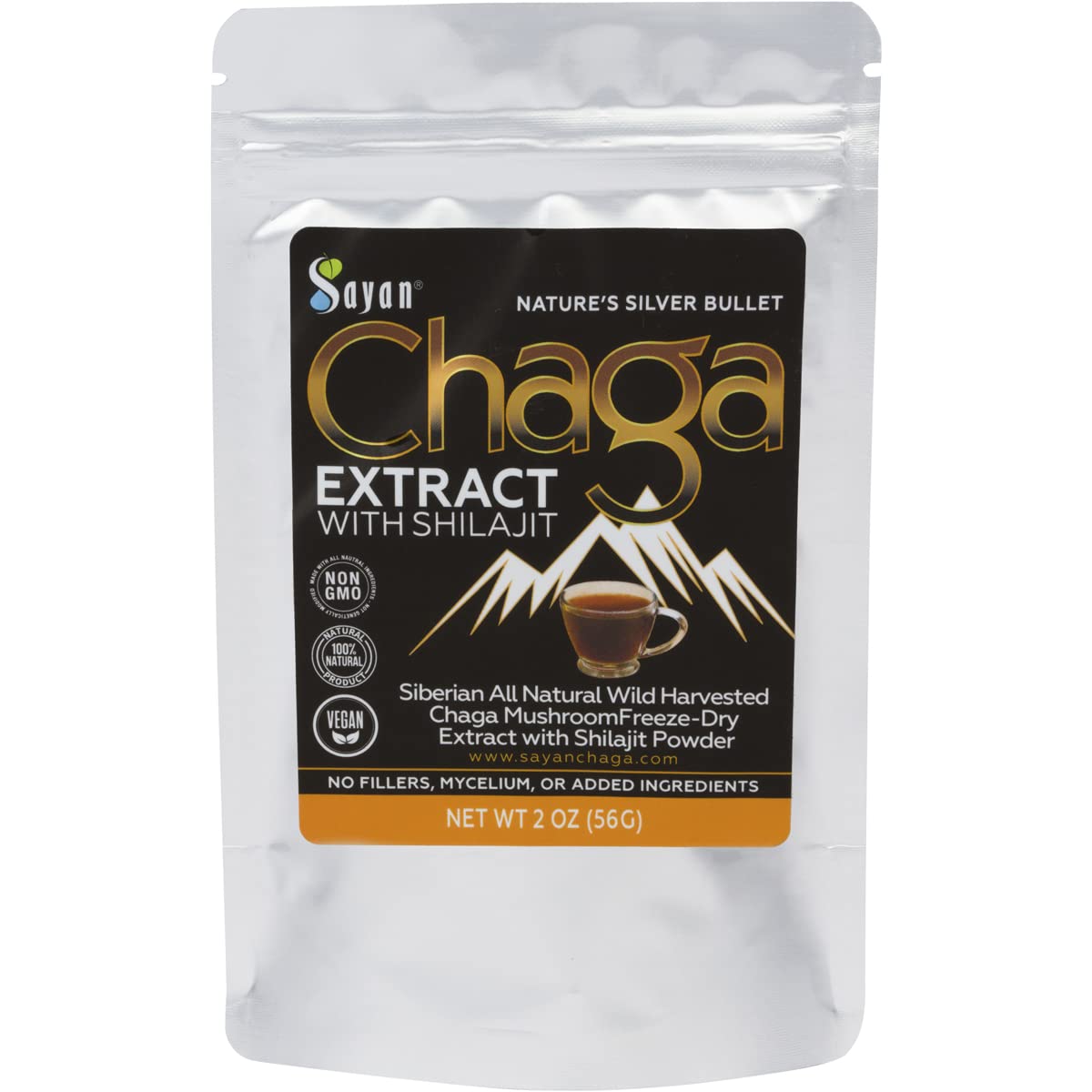 Poudre de Chaga et Shilajit Sayan 59g vue de face