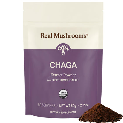 Poudre de Chaga organique Real Mushrooms 70g vue de face