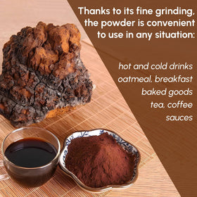 Poudre de Champignon Chaga 240g vue de dos avec informations nutritionnelles