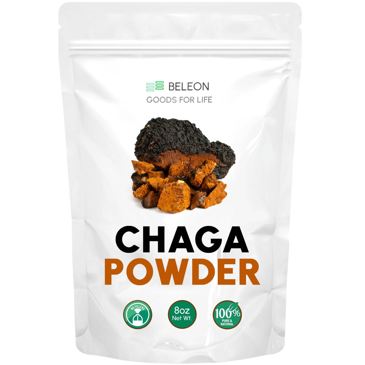 Poudre de Champignon Chaga 240g vue de face avec emballage
