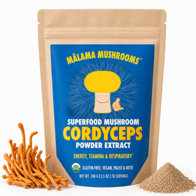 Poudre de champignon Cordyceps bio Malama Mushrooms vue de face