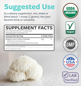 Poudre de champignon crinière de lion PURE CO dans un bol avec d'autres ingrédients