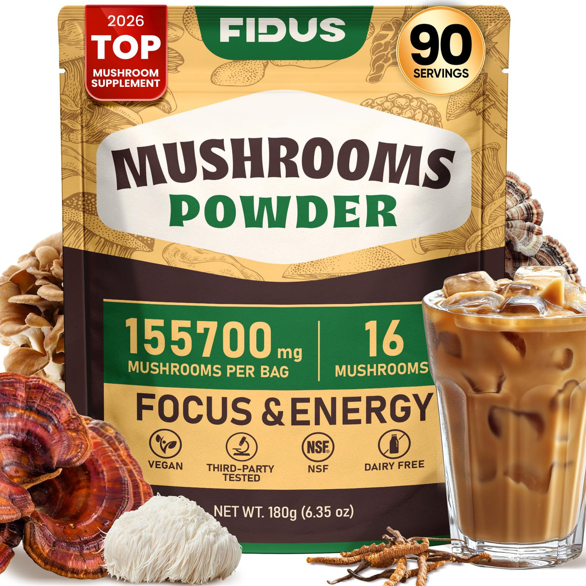 Poudre de champignon Fidus 16 en 1 sachet de 200g