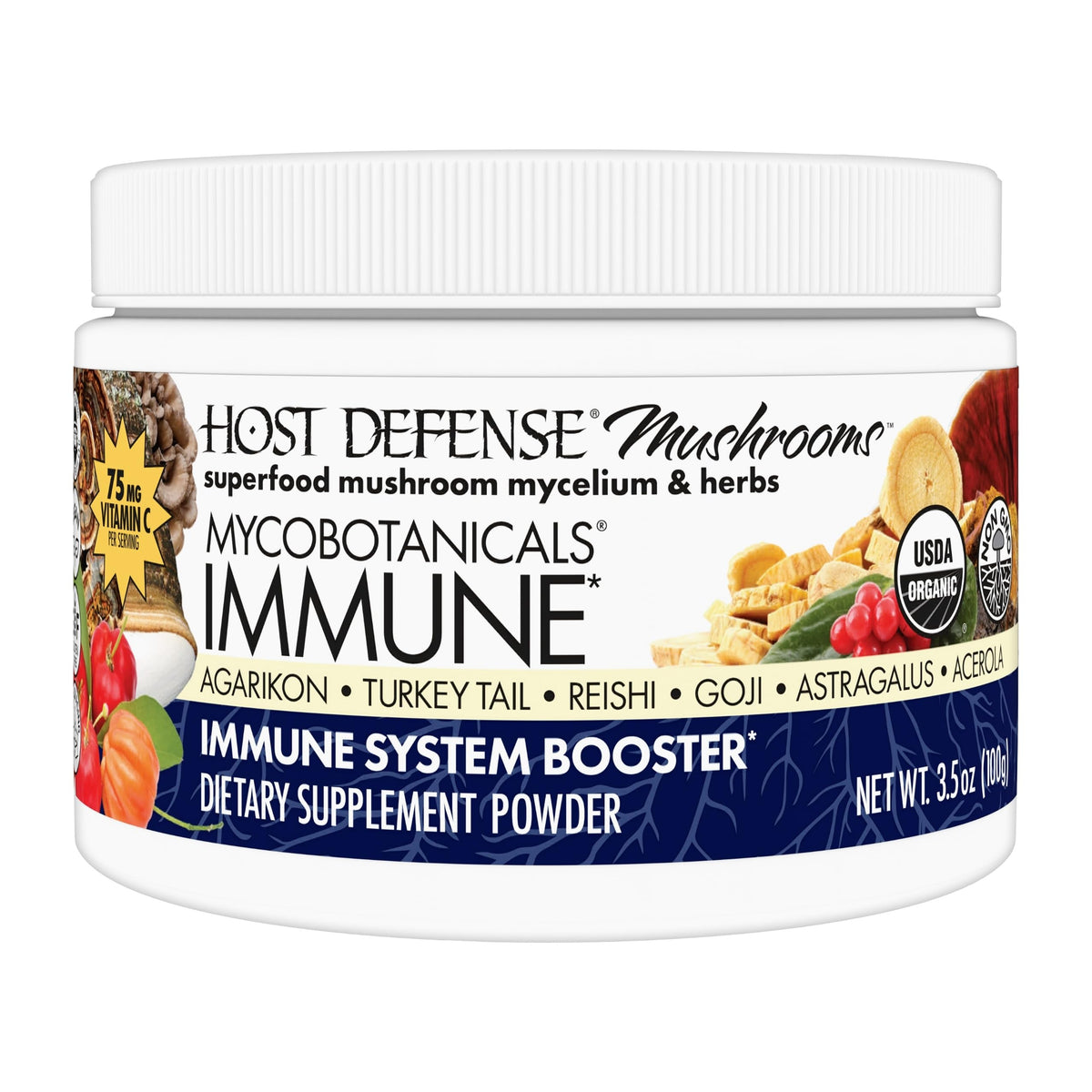Poudre de champignon Host Defense MycoBotanicals 150g vue de face