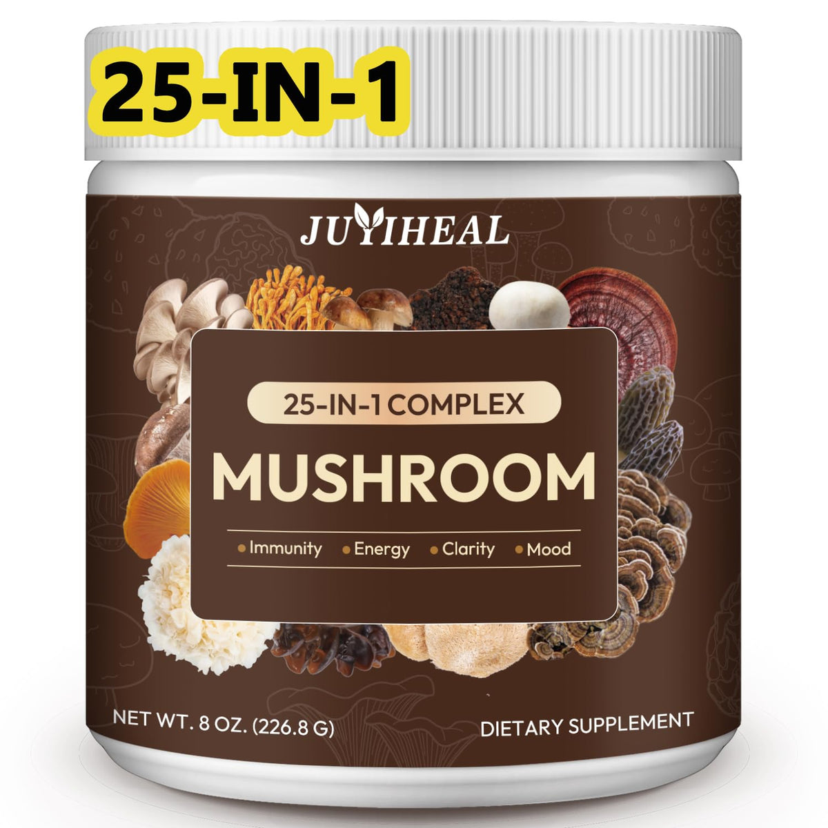 Poudre de champignon JUYIHEAL 25-en-1 vue de face