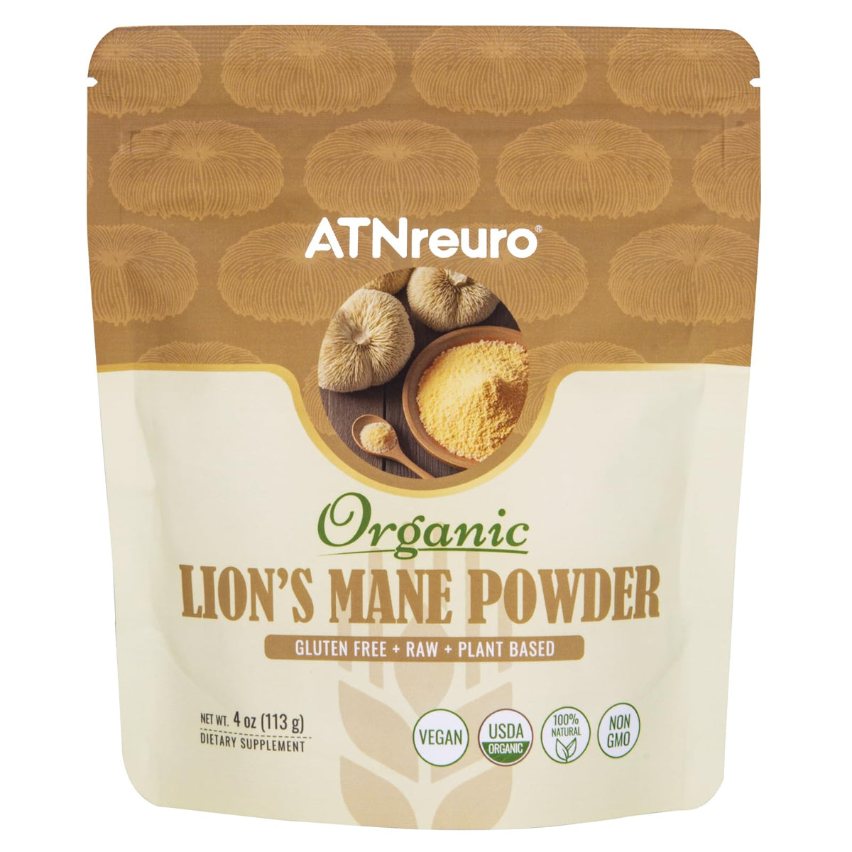 Poudre de champignon Lion's Mane ATNreuro 132g vue avant