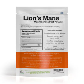 Poudre de champignon Lion's Mane Jetsu sur un plan de travail